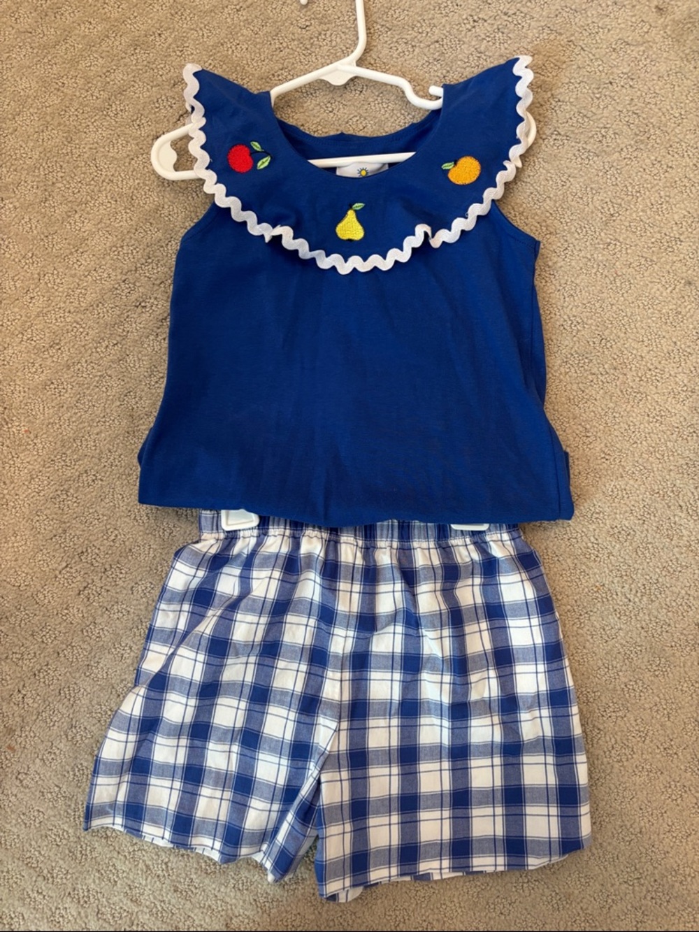 Girls Blue Fruit Embroidered Set